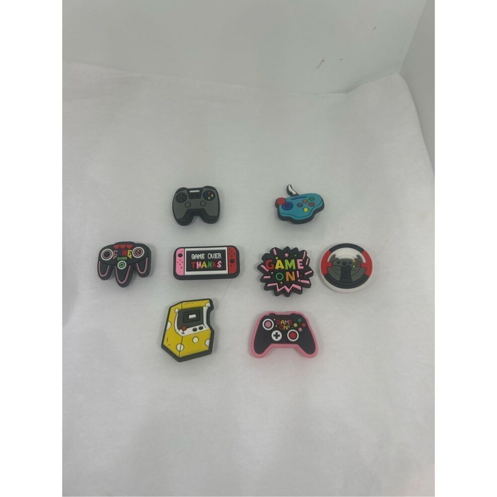 Set of 8 Gamer Shoe Charms – Controllers, Consoles & Game Icons